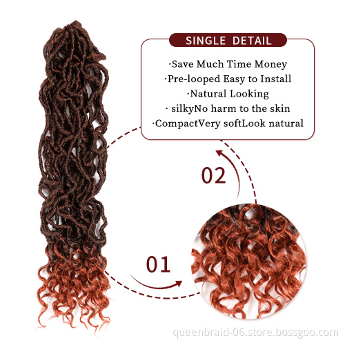 Crochet Hair Goddess LOCS Braid Extension 24" Imitation Soft LOCS Crochet Fabric Curly Hair Imitation LOCS Braid